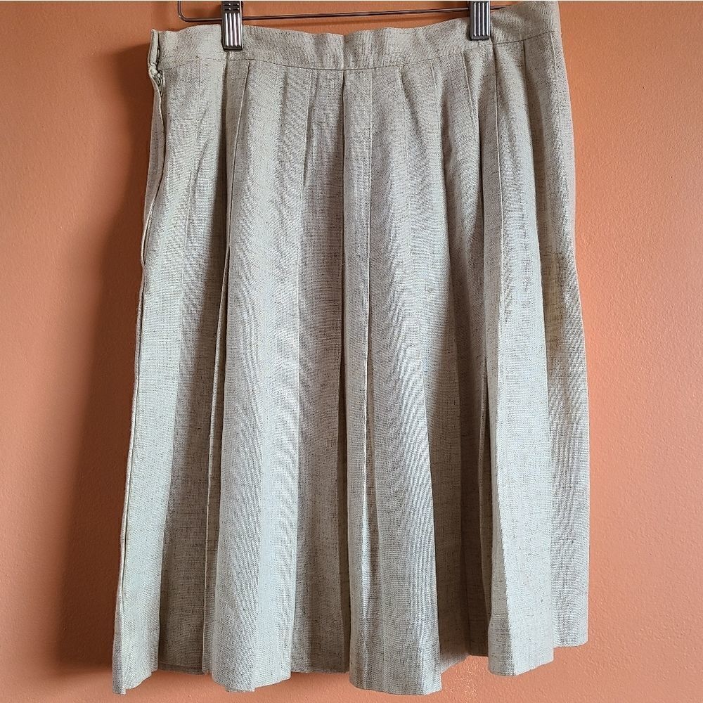 Vintage New Frontier Linen Blend Pleated Skirt 10